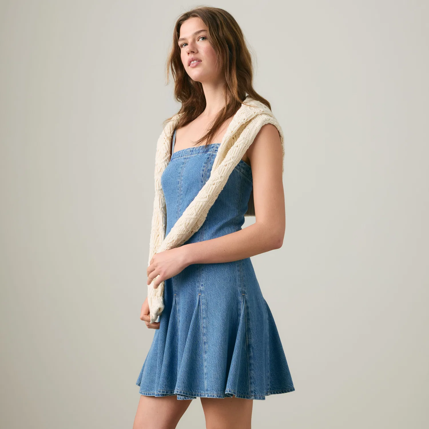 Легкое мини-платье из денима «годе» Levi's, Medium Wash