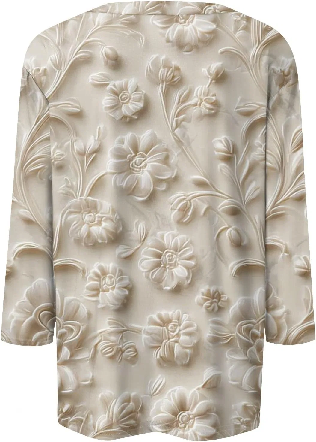 Футболка с длинным рукавом 3/4, бренд Generic, цвет 1-beige — фото 3
