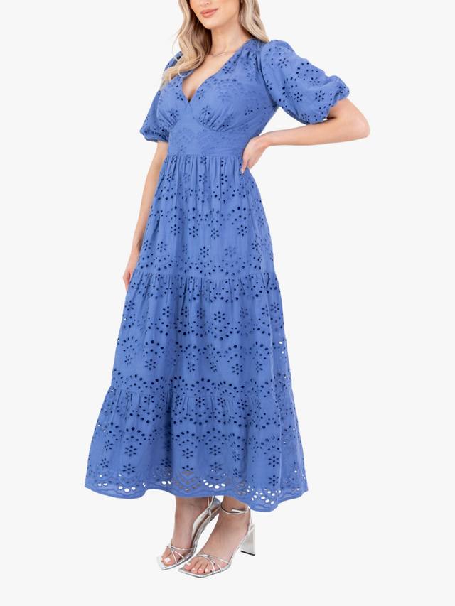 

Флоральное платье макси с вышивкой бродери англез Lovedrobe, Blue