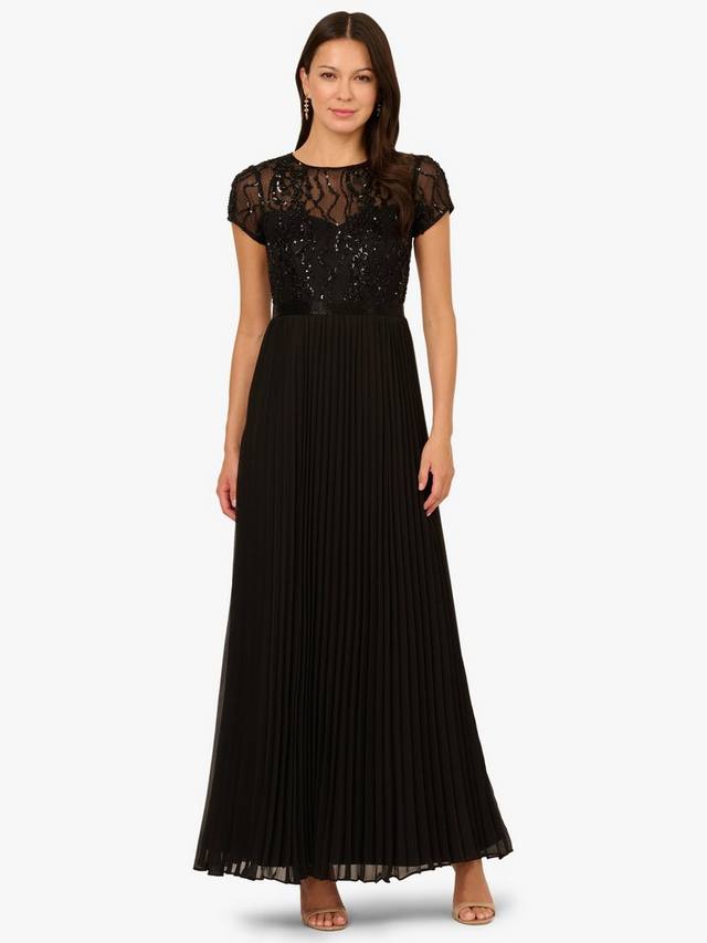 

Платье макси плиссированное с бисером Adrianna Papell, Black