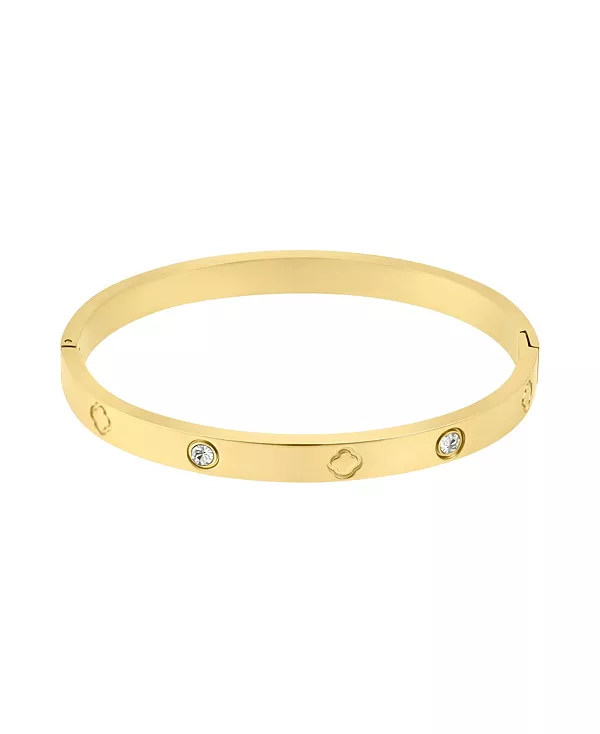 

Браслет из кубического циркония с клевером, устойчивый к потускнению Adornia, gold