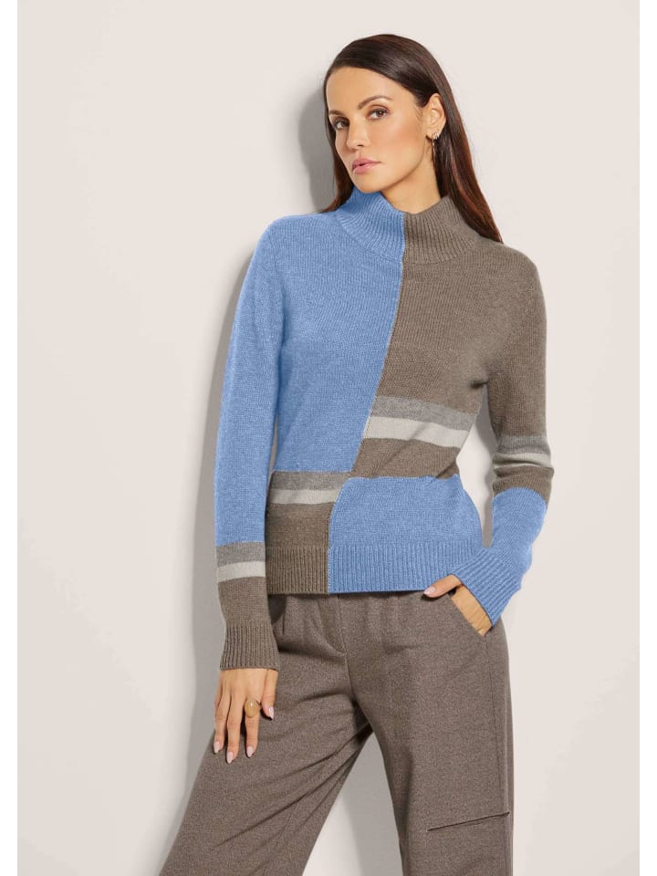 

MADELEINE Свитер с интарсией и воротником-стойкой, цвет ледниково-голубой / многоцветный