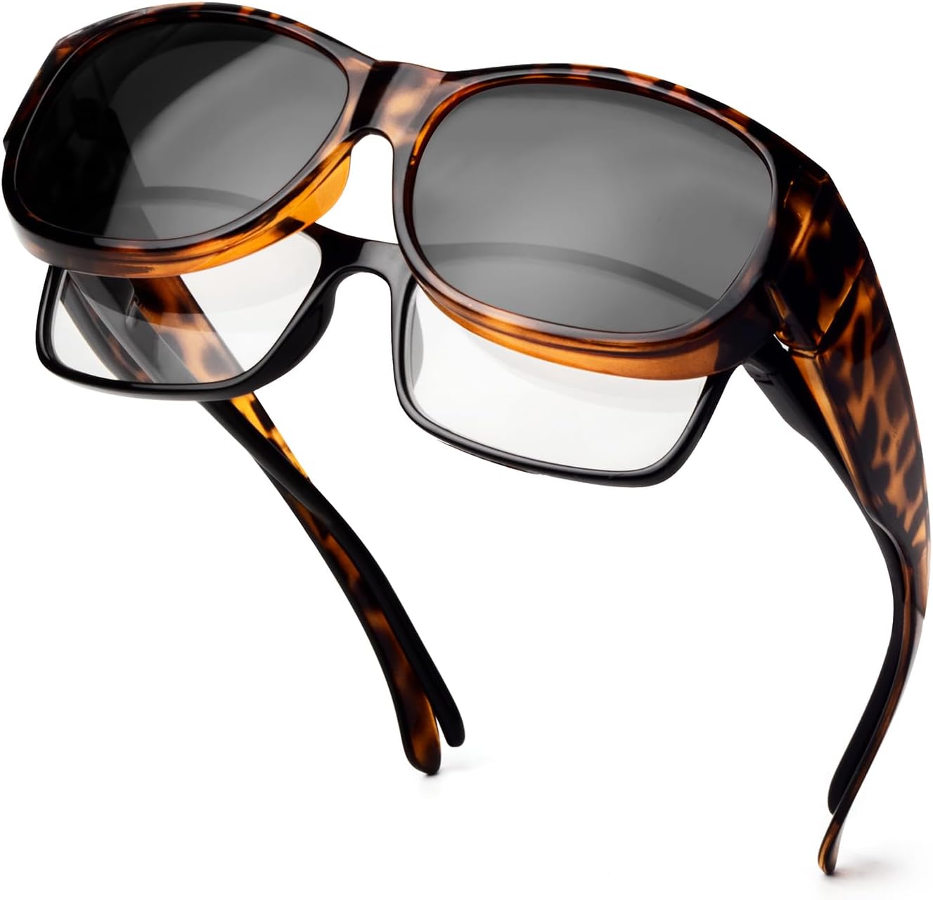 

Солнцезащитные очки с поляризованным покрытием, надеваемые поверх обычных очков, женские солнцезащитные очки с защитой от УФ-излучения, легкие Face Shadow, M Brown Leopard / Dark Grey