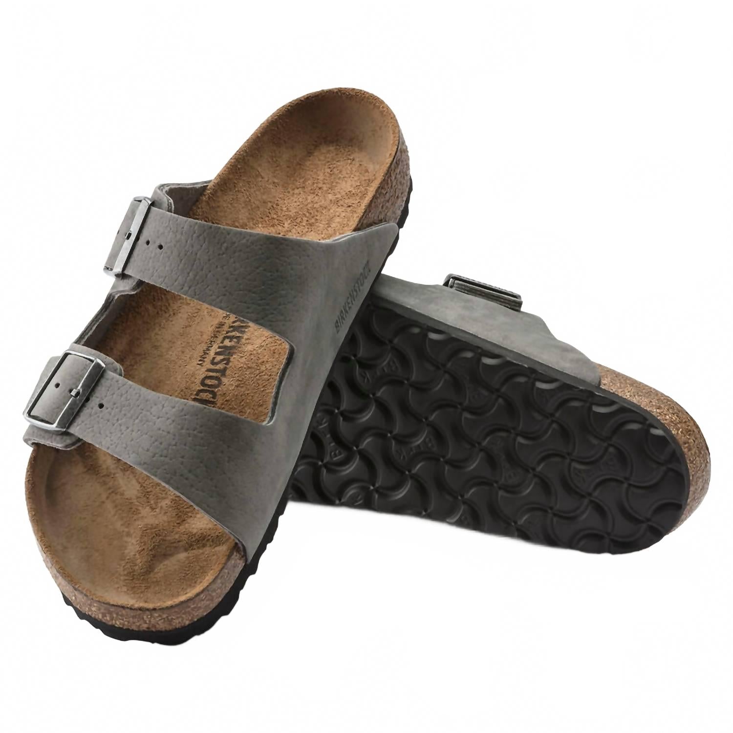 Women's Arizona Nubuck Leather Sandals In Desert Buck Whale Gray (Regular/wide) Birkenstock, серый
