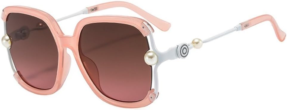 

Солнцезащитные очки в полуободковой оправе для женщин, квадратные, жемчужного цвета, модные солнцезащитные очки большого размера, защита от УФ-излучения UV400 MTZJH, Pink