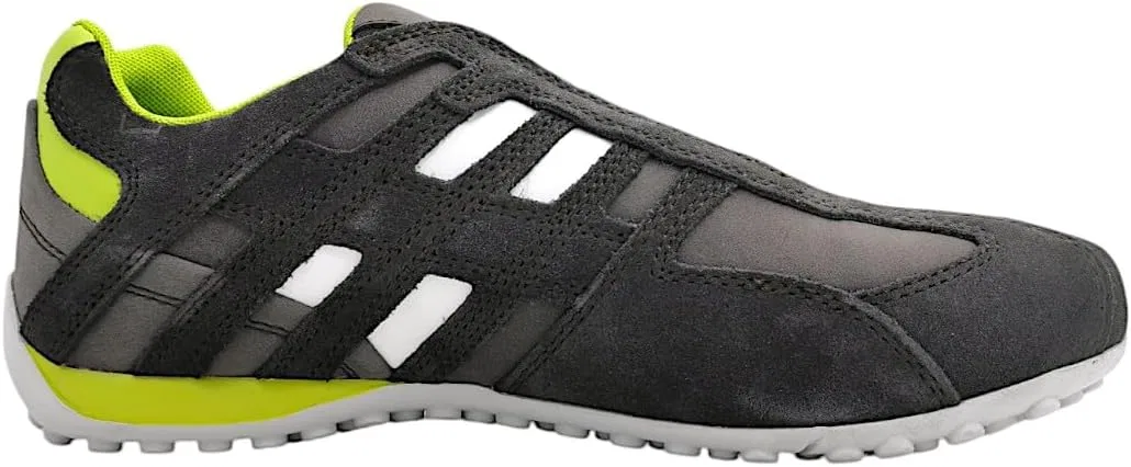 Мужские кроссовки Geox Uomo с рисунком змеиной кожи, Graphite Lime Green — фото 2