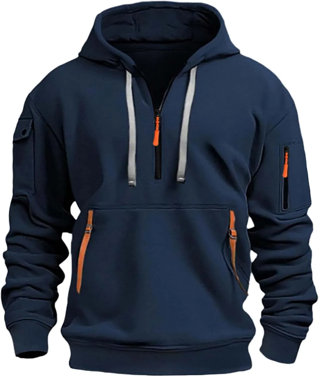 

Tactical Hoodies For Men Quarter Zip Pullover Vintage с карманами SHAOBGE