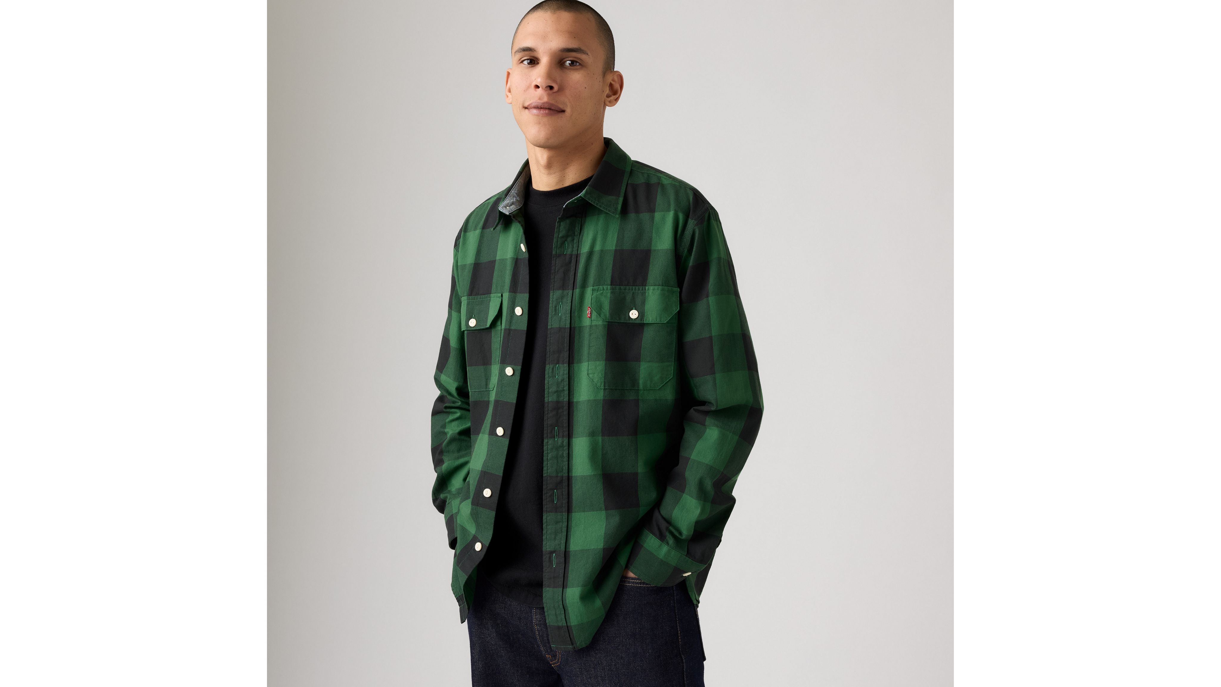 

Классическая рабочая рубашка Levi's, Albany Plaid Dark Green - Green