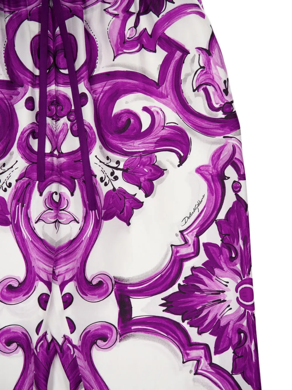 Брюки палаццо с принтом Majolica Dolce & Gabbana, фиолетовый — фото 3