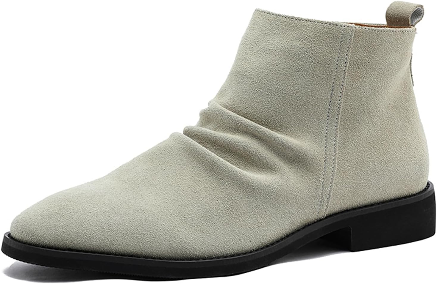 

Мужские черно-серые замшевые кожаные ботинки челси на молнии с боковой застежкой, невысоким каблуком и заостренным носком, с современным обтекаемым верхом, дышащие и удобные, для повседневных поездок, прогулок на выходных и офисного образа Psiei...