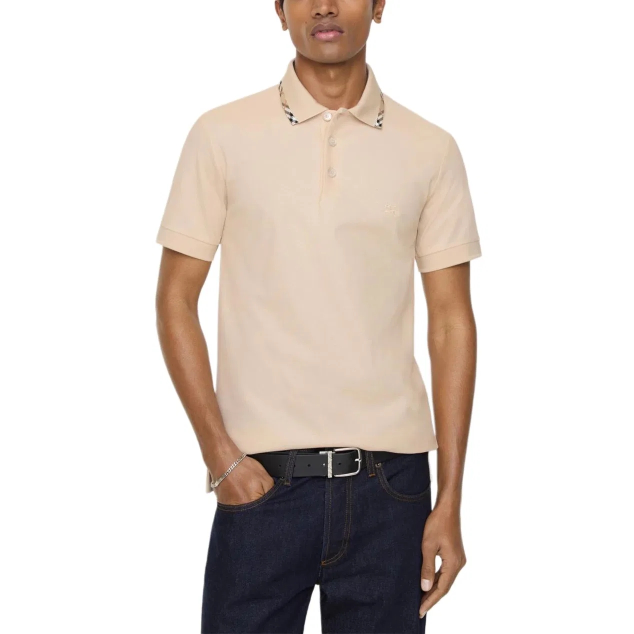 Поло Burberry Slim Fit мужское, бежевое, для лета — фото 3