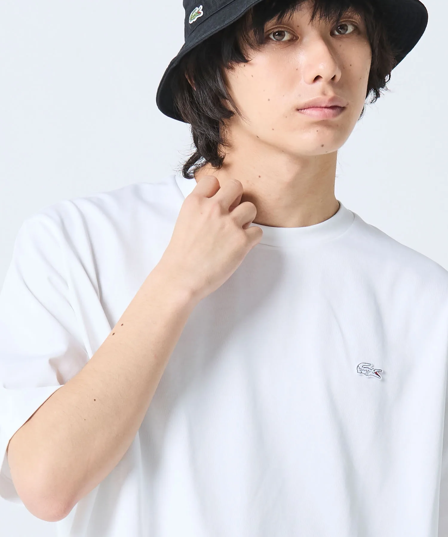 Футболка Relaxed Fit с двухслойной структурой LACOSTE off-white — фото 2
