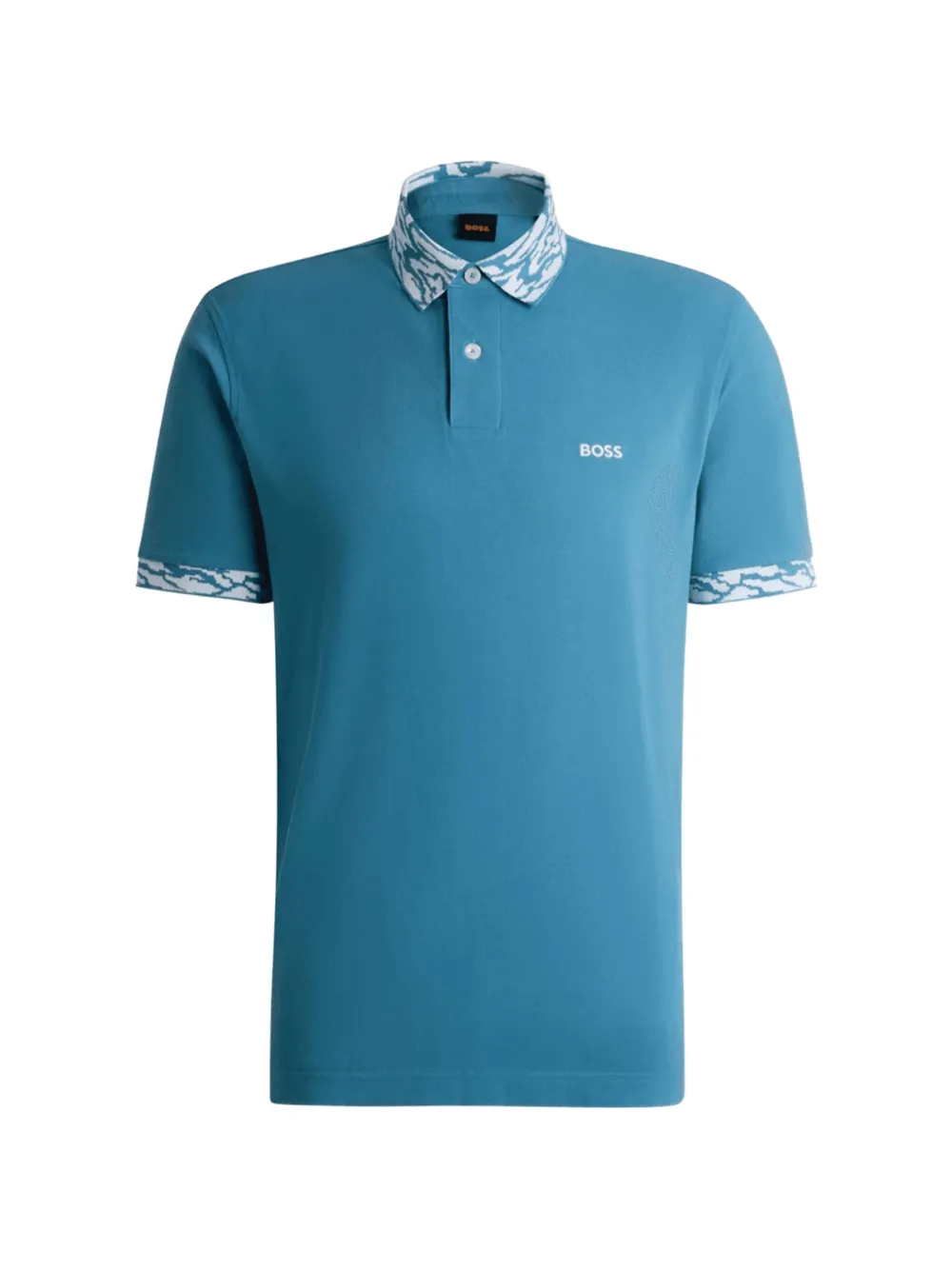 

Поло с узорчатым воротником Boss, синий