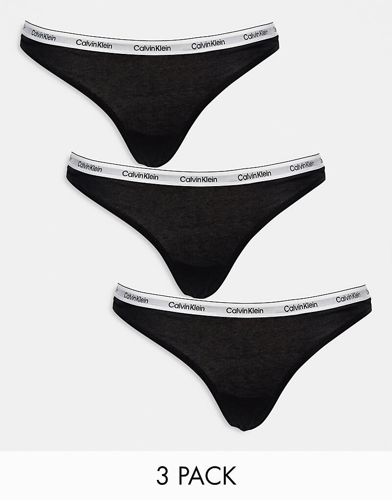 

Черные трусы-стринги Calvin Klein Modern Logo (3 шт.)