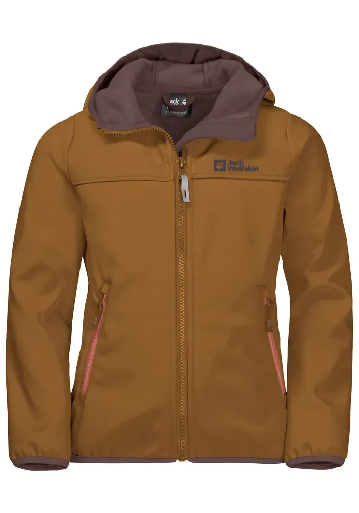 

Куртка из софтшелла Jack Wolfskin "FOURWINDS JACKET KIDS", с капюшоном, цвет Autumn-Leaves