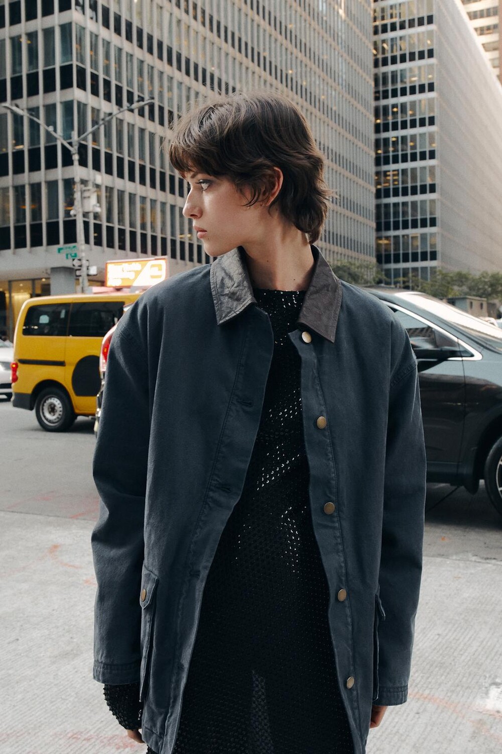 

Куртка с контрастным воротником коллекция zw ZARA, синий