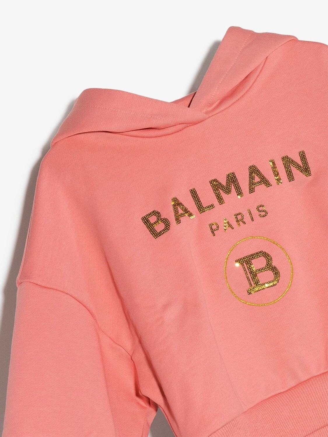 Укороченное худи с логотипом Balmain Kids, розовый — фото 3