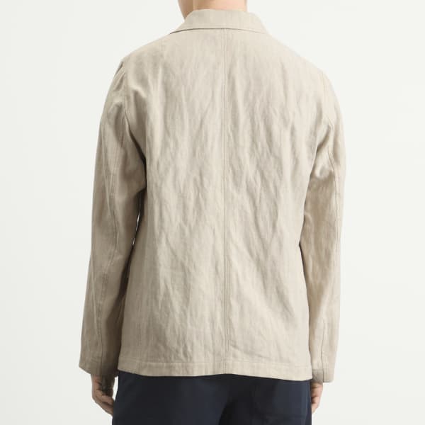 Рабочая куртка из хлопка и льна в елочку Dries Van Noten, off белый — фото 3