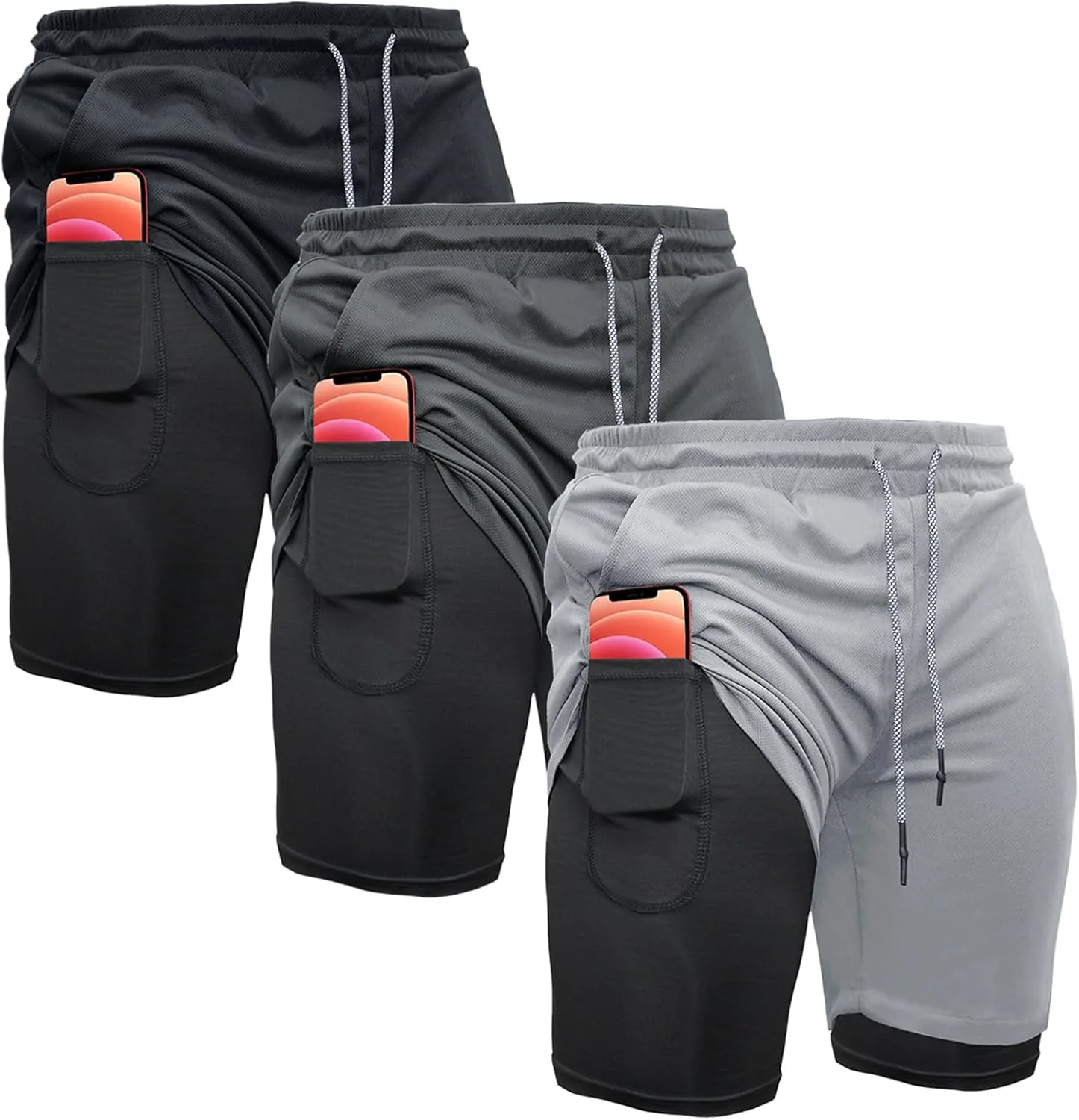 

Мужские шорты OEBLD 2-in-1 для бега и тренировок 7'' с петлей для полотенца