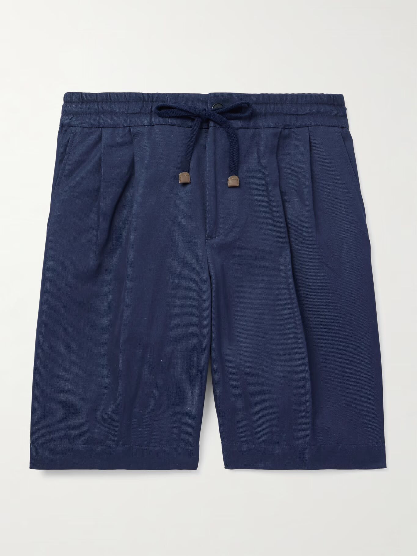 

Шорты-бермуды Venezia 1951 прямого кроя из смеси хлопка и льна с твилом и завязками INCOTEX, темно-синий