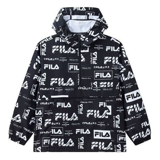 

Куртка logo full print hooded loose jacket black Fila, черный
