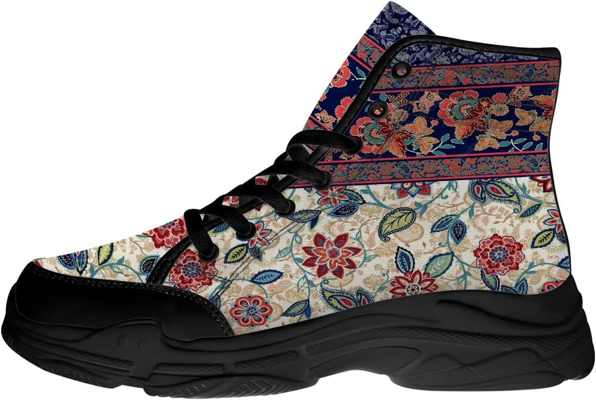 

Кроссовки на высокой платформе с этническим принтом для женщин, хлопковые кроссовки на шнуровке, подарки для нее и для него Generic, 3101 Vintage Floral Paisley Print