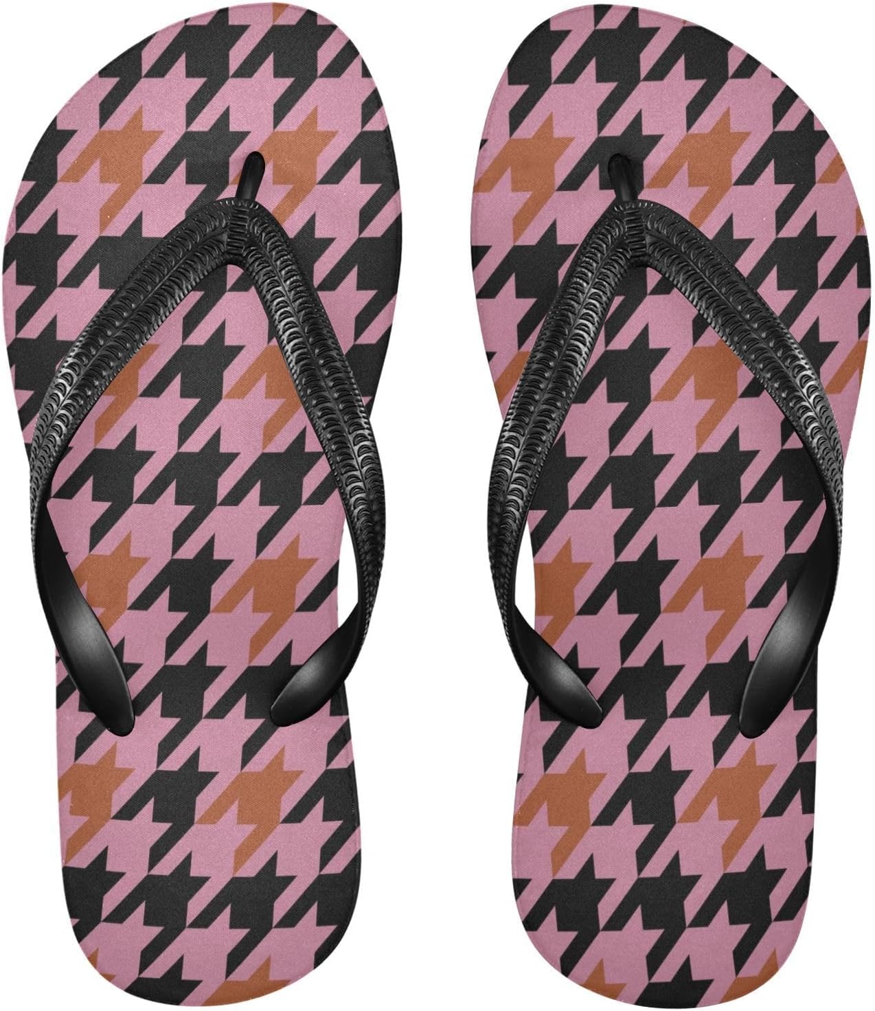 

Розовые пляжные шлепанцы в клетку «гусиная лапка», резиновые противоскользящие летние тапочки для женщин и мужчин Sinestour