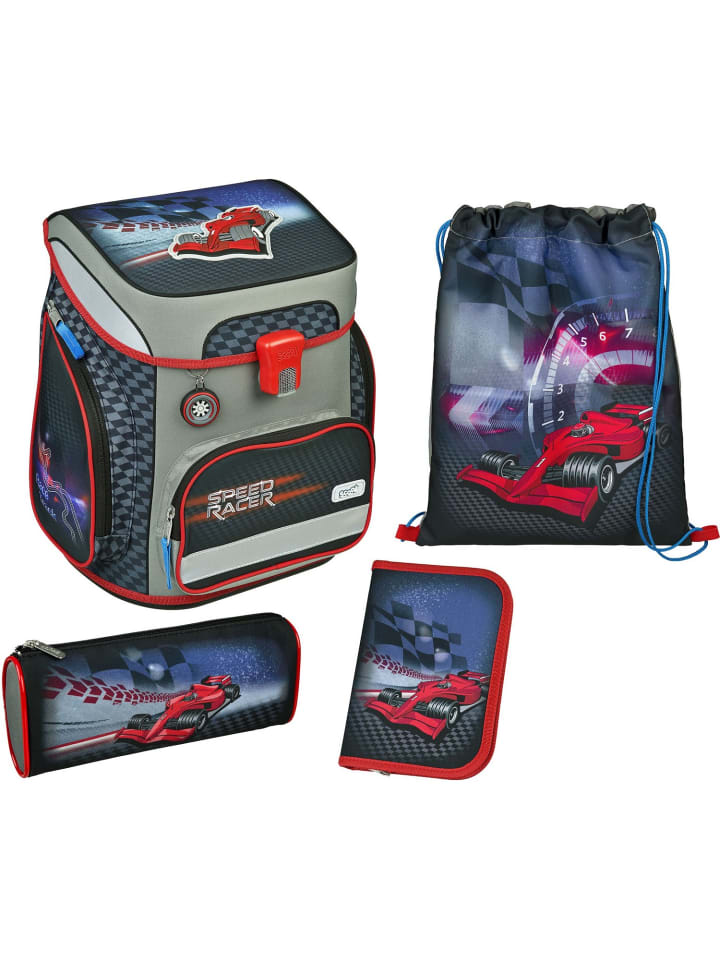 

SCOOLI Школьный рюкзак, 5 предметов, EasyFit Speed Racer, красный