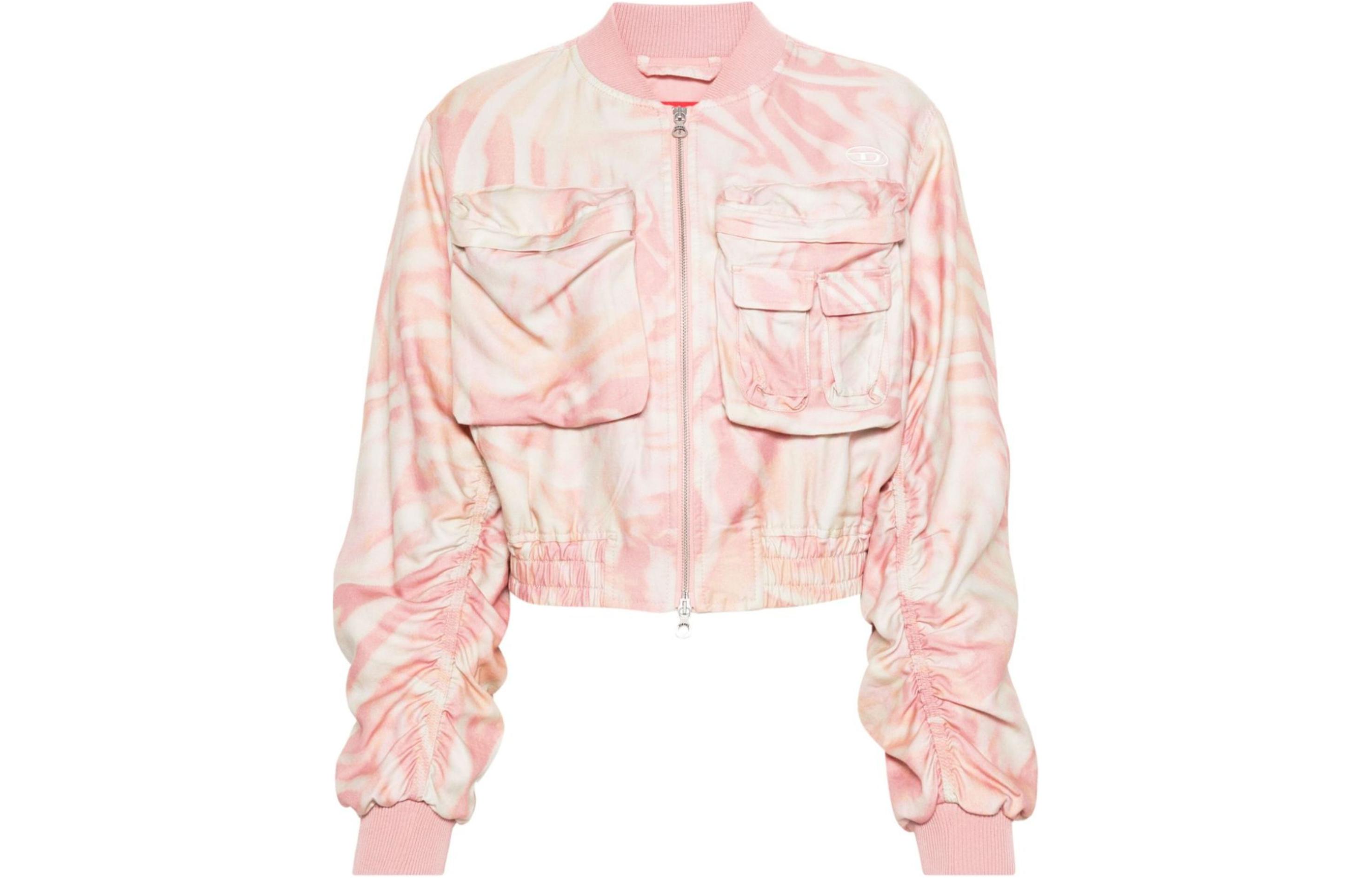 

DIESEL Кроп куртка бомбер с абстрактным принтом, Pink