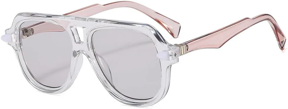 

Модные зеленые солнцезащитные очки для женщин и мужчин с двойной перемычкой, солнцезащитные очки с защитой от УФ-излучения UV400 HHZZYVY, Transparent Grey