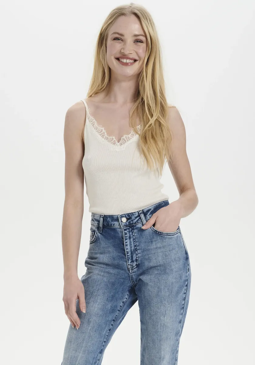 

Топ-спагетти Saint Tropez "SZ-MAYA STRAP TOP", с содержанием шелка, белый