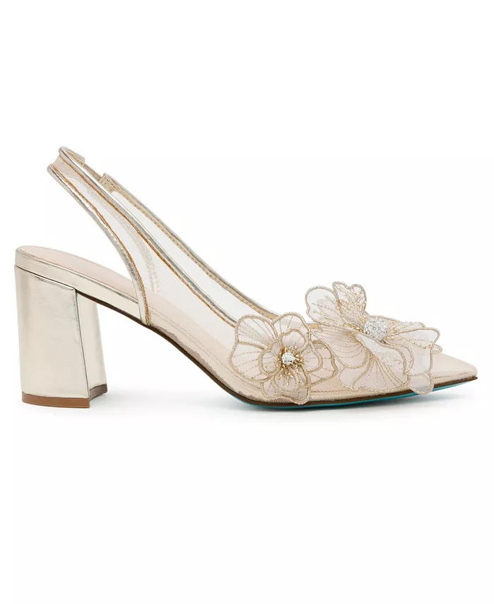 Женские туфли-лодочки Petra Flower Applique Slingback Betsey Johnson, золотой — фото 2
