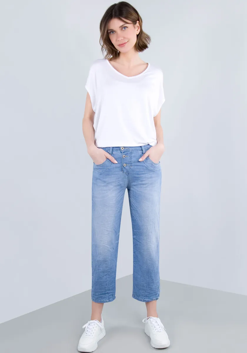 

Джинсы-бойфренды Please из светлого денима шамбре Please Jeans, цвет 1670-Bludenim