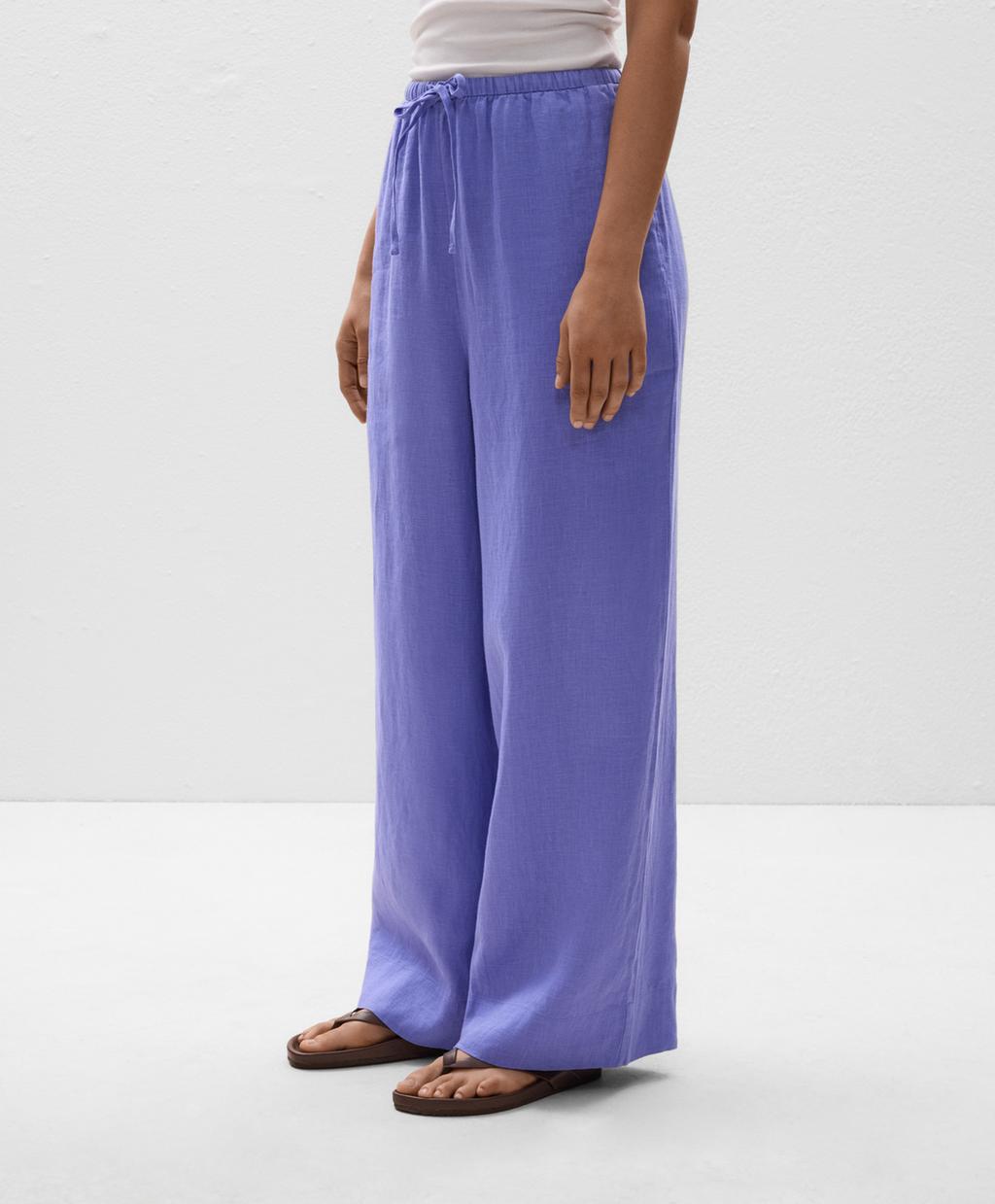 

Брюки прямого кроя из 100% льна Oysho, цвет Bright Lavender