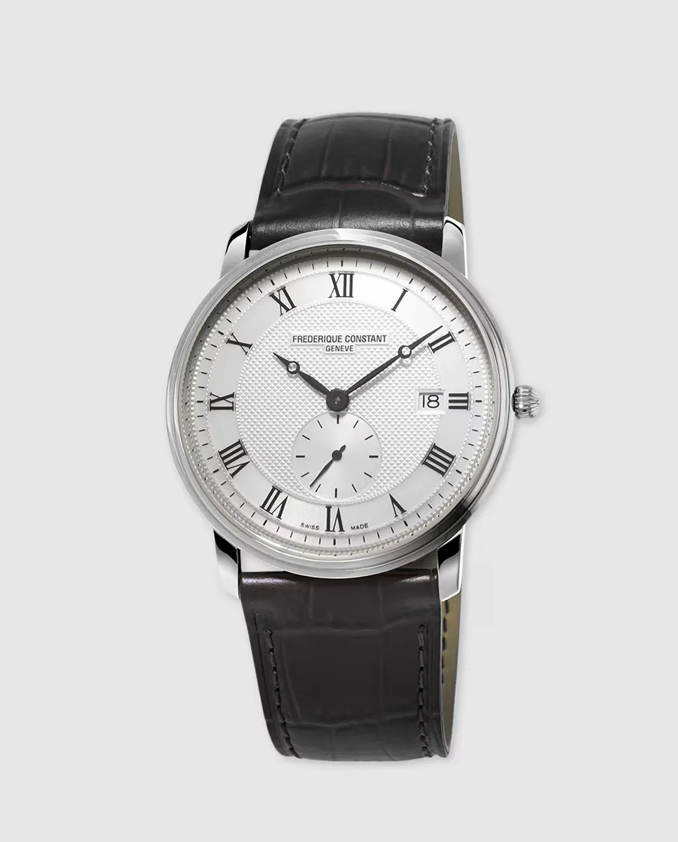 

Frederique Constant Slimline черные кожаные мужские часы, черный
