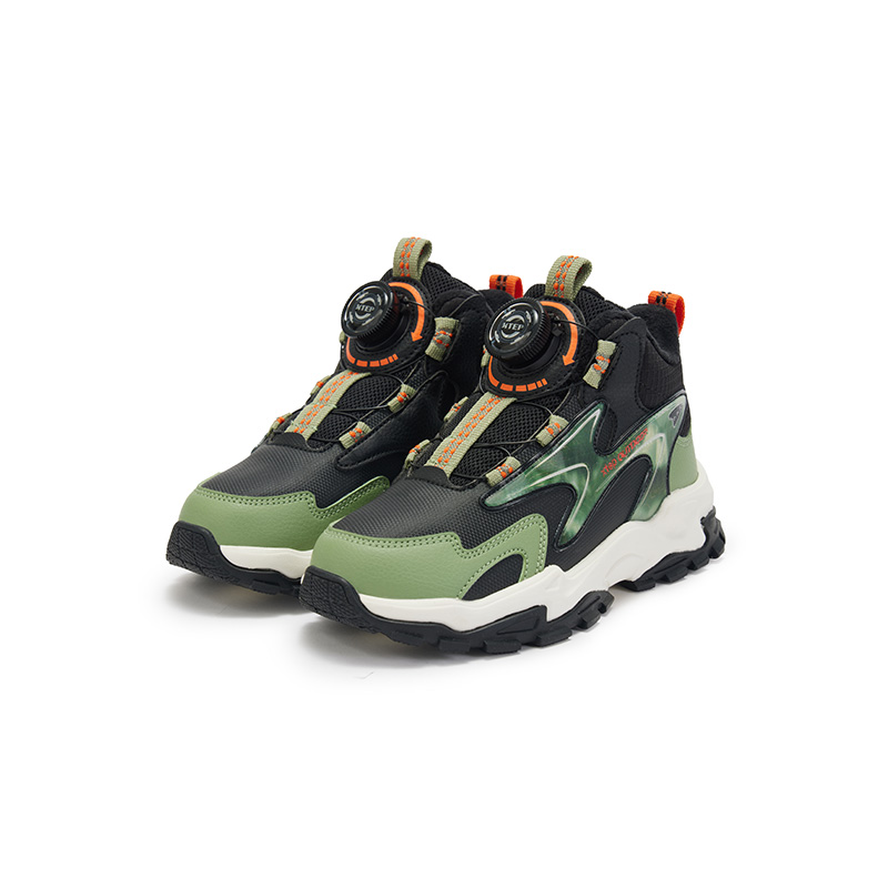 Детские хлопковые туфли Slip Resistant Abrasion Resistant черный серый Grass Green Kids' XTEP, черный серыйGrass зеленый — фото 2