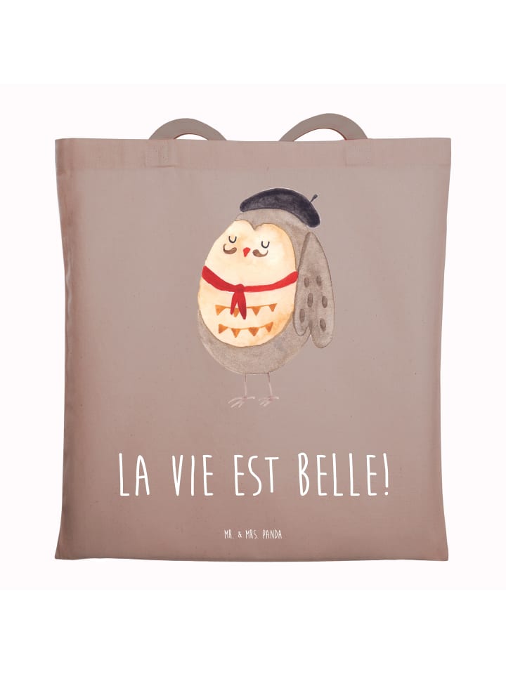

Сумка-шоппер Owl France с надписью пастельно-коричневого цвета Mr. & Mrs. Panda