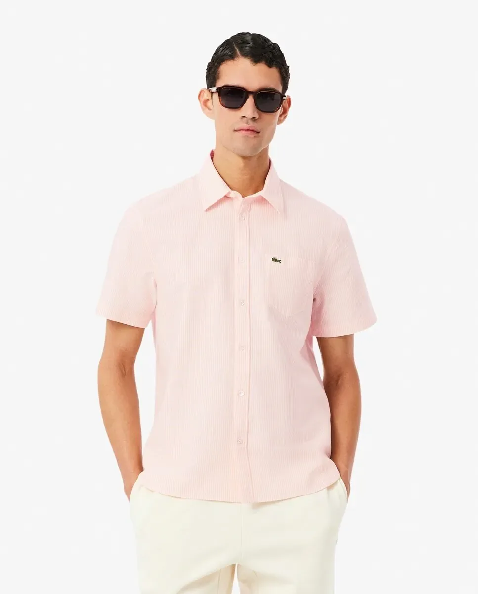 Мужская рубашка классического кроя с короткими рукавами Lacoste, розовый