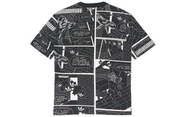 Футболка originals graphic tee printing sports round neck short sleeve black Adidas, черный — фото 2