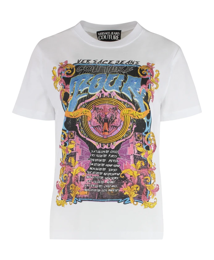 

Хлопковая футболка с круглым вырезом Versace Jeans Couture, белый