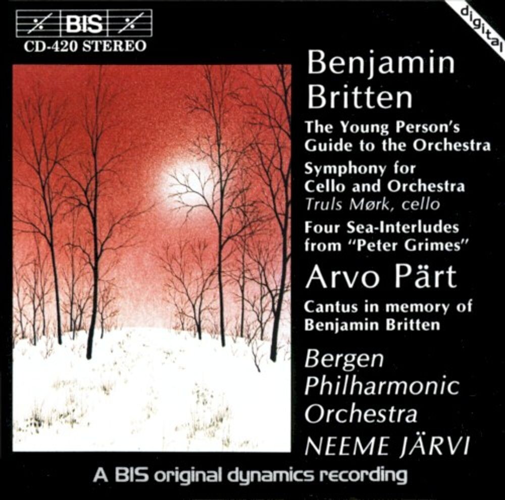 

Диск CD Britten: A Young Person's Guide to the Orchestra / Part: Cantus in Memory of Benjamin Britten - Benjamin Britten, Arvo Pärt, Bergen Philharmonic Orchestra, Neeme Järvi