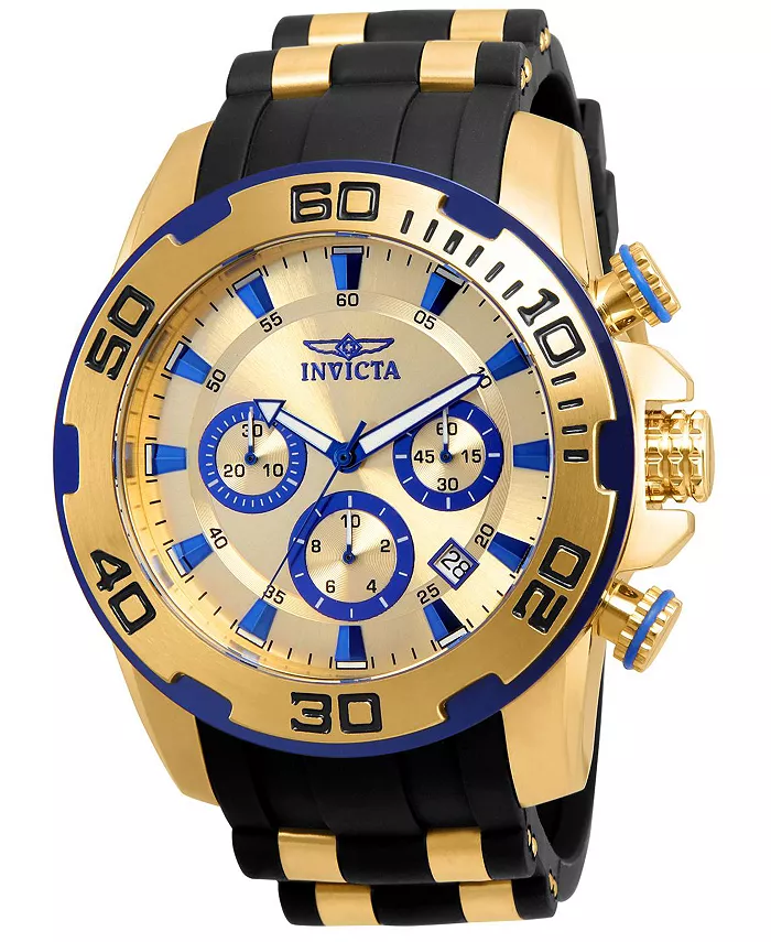 

Мужские часы Pro Diver Scuba Quartz Chronograph 22308 с золотым циферблатом Invicta, золотой