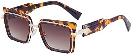 

Винтажные солнцезащитные очки 2027 года для женщин, из сплава, с черным градиентом, защита от УФ-излучения UV400, для мужчин, в стиле хип-хоп, для вождения MTZJH, Leopard Tea