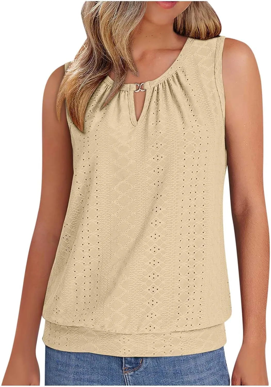 

Женский топ с ажурными вставками, летний, без рукавов bawilom