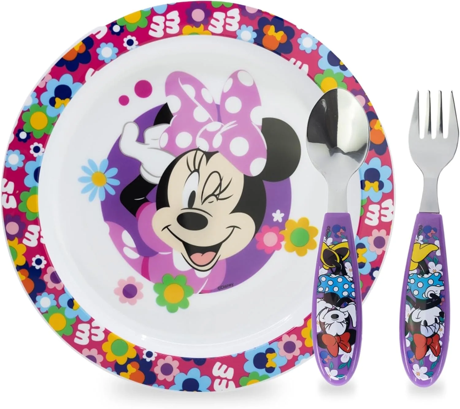 Набор посуды для малышей Minnie Mouse, 3 предмета, тарелка и столовые приборы из нержавеющей стали Sorrisini