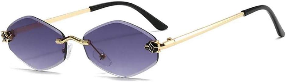 

Солнцезащитные очки без оправы с ромбовидным ограненным краем, персонализированные солнцезащитные очки с защитой от УФ-излучения, маленькая оправа UV400, UV400 JWMSXYQR, 01