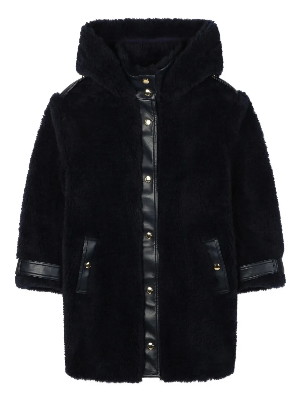 

Шуба из искусственного меха с капюшоном Chloé Kids, синий