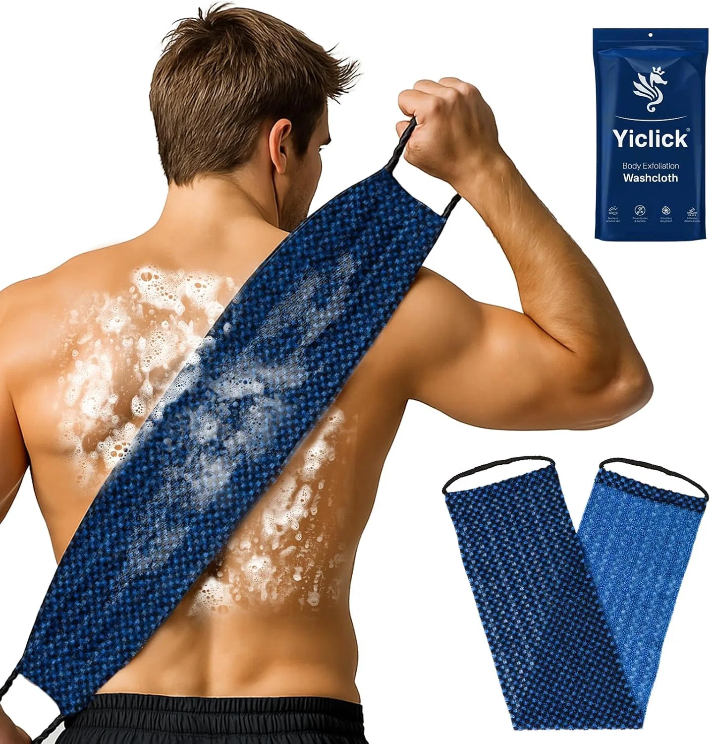 Двусторонняя мочалка для душа Yiclick, 90 см Yiclick, Blue