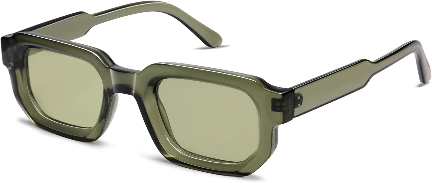 

Солнцезащитные очки VANLINKER Retro Small Chunky Rectangle для мужчин и женщин, винтажные, модные, квадратные, толстые, модель VL9823, C14-light Green Lens/Green Frame