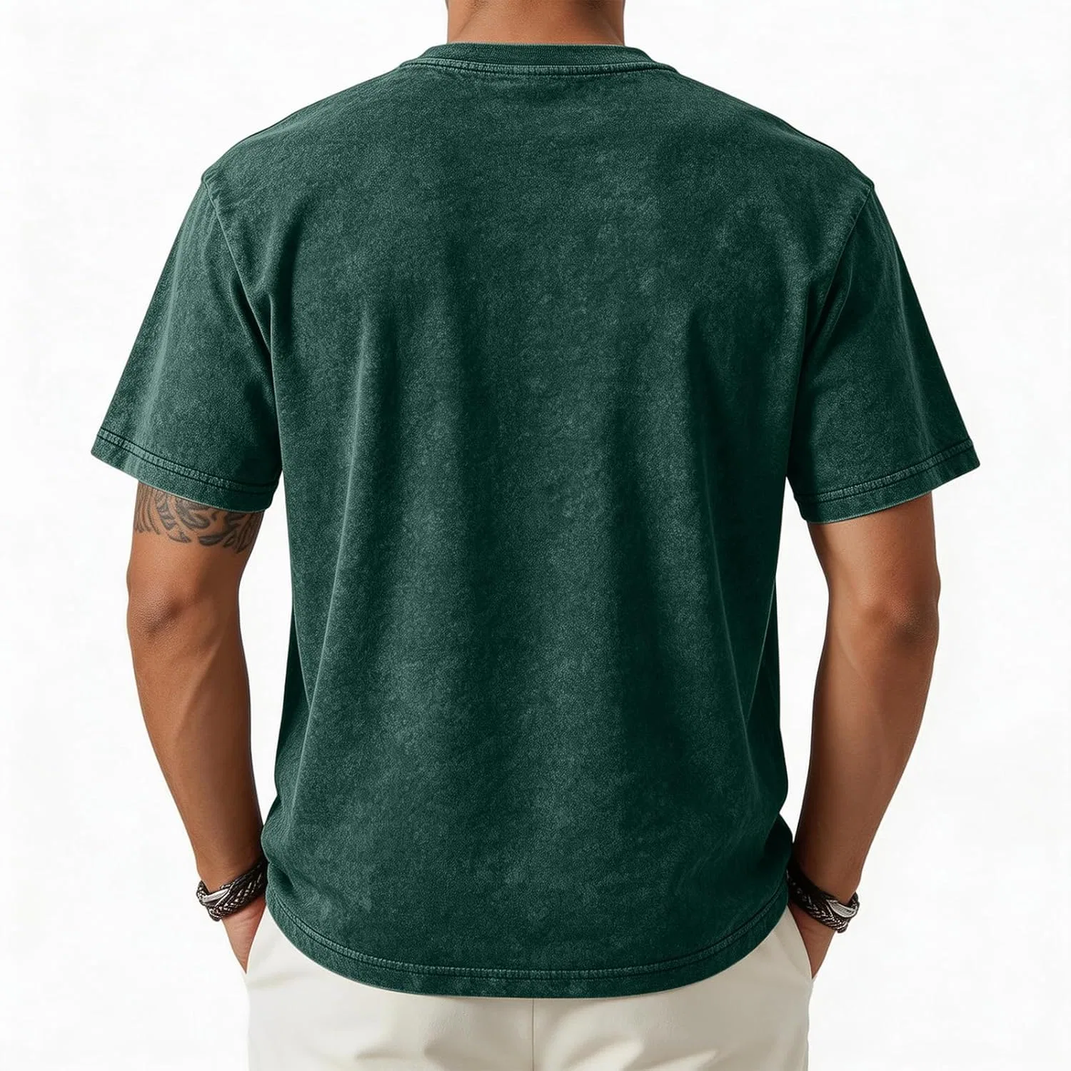 Футболка мужская с коротким рукавом, винтажная, distressed, Cotton/Polyester, 07-dark Green — фото 2